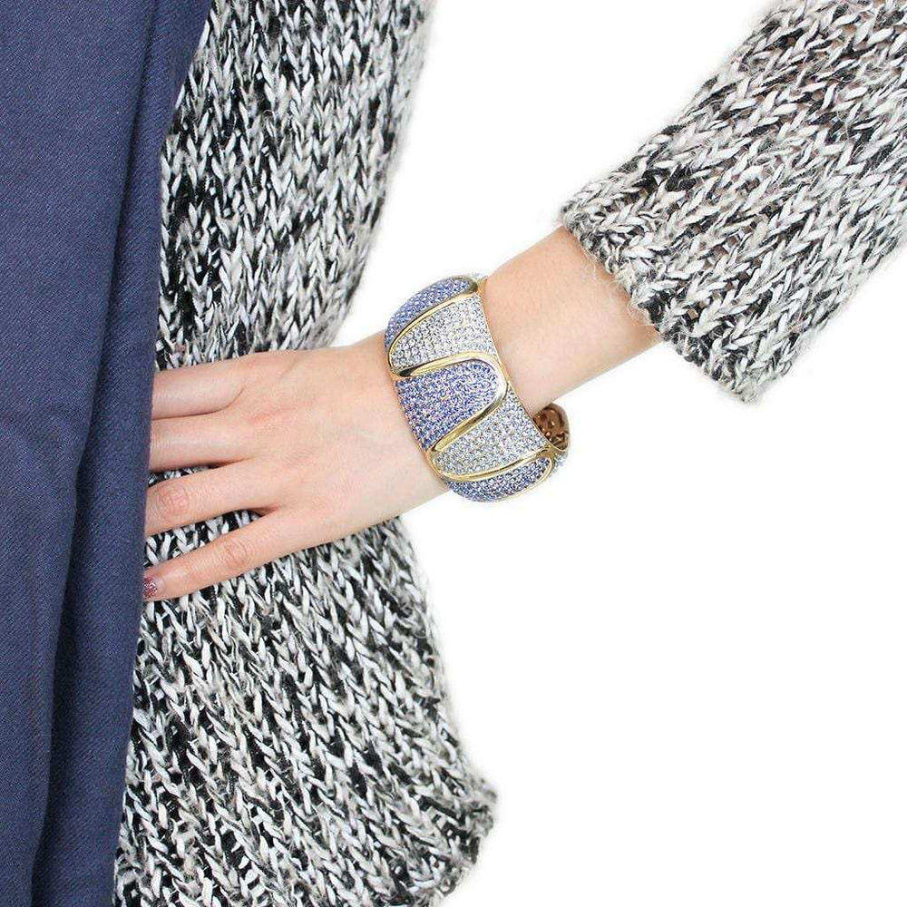 LO4276 - Gold Brass Bangle with Top Grade Crystal in Multi Color - Alamode - Flyclothing LLC