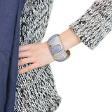 LO4276 - Gold Brass Bangle with Top Grade Crystal in Multi Color - Alamode - Flyclothing LLC