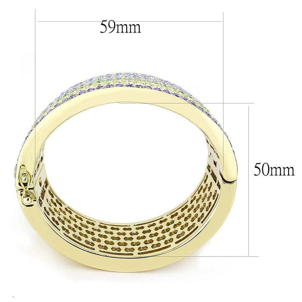 LO4277 - Gold Brass Bangle with Top Grade Crystal in Multi Color - Alamode - Flyclothing LLC