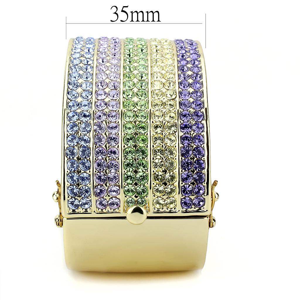 LO4277 - Gold Brass Bangle with Top Grade Crystal in Multi Color - Alamode - Flyclothing LLC