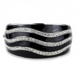 LO4278 - Rhodium Brass Bangle with Top Grade Crystal  in Clear - Alamode