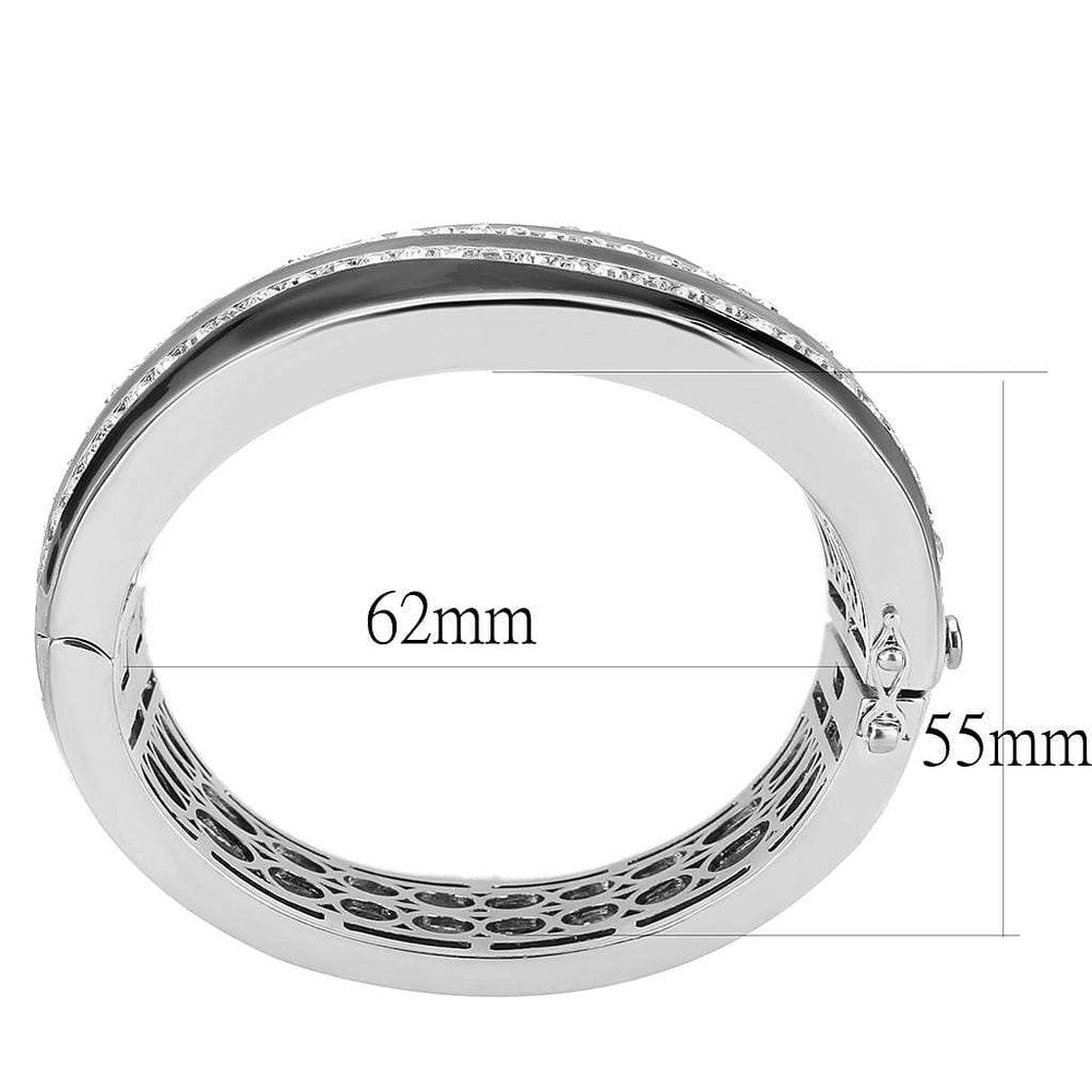 LO4278 - Rhodium Brass Bangle with Top Grade Crystal in Clear - Alamode - Flyclothing LLC