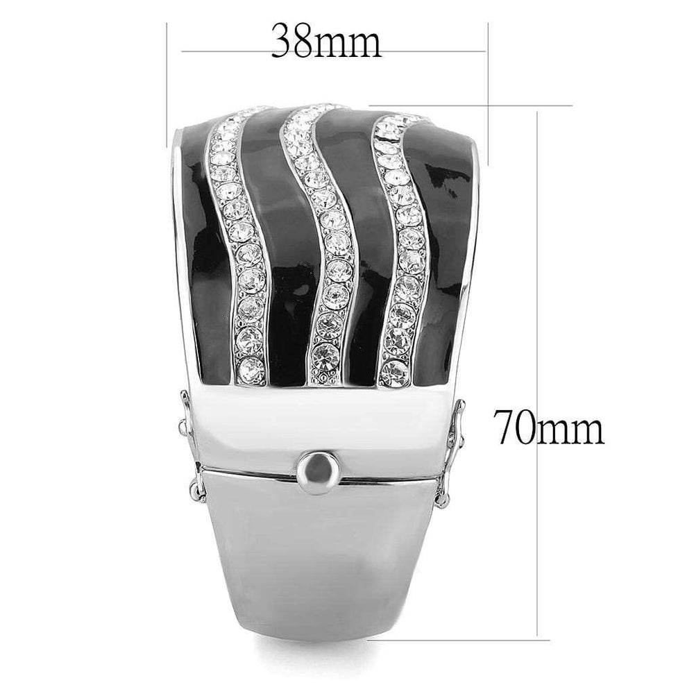 LO4278 - Rhodium Brass Bangle with Top Grade Crystal in Clear - Alamode - Flyclothing LLC