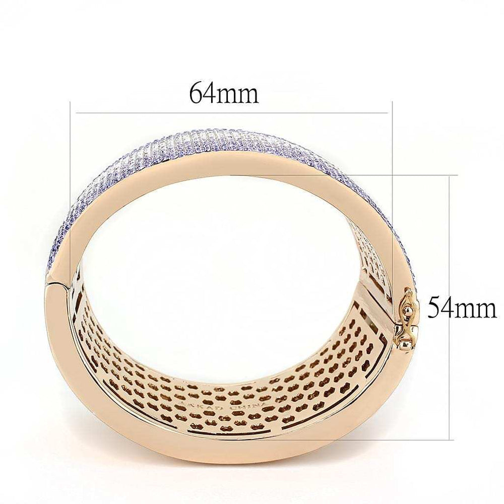 LO4279 - Rose Gold+e-coating Brass Bangle with Top Grade Crystal in Multi Color - Alamode - Flyclothing LLC