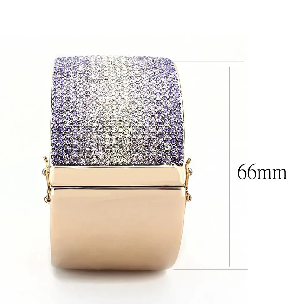 LO4279 - Rose Gold+e-coating Brass Bangle with Top Grade Crystal in Multi Color - Alamode - Flyclothing LLC