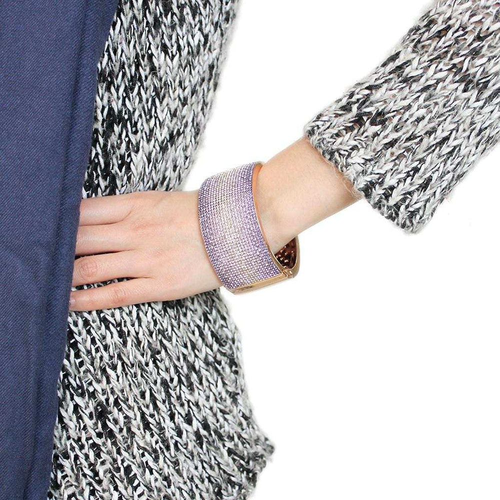 LO4279 - Rose Gold+e-coating Brass Bangle with Top Grade Crystal in Multi Color - Alamode - Flyclothing LLC