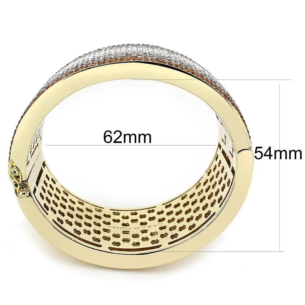 LO4280 - Gold Brass Bangle with Top Grade Crystal in Multi Color - Alamode - Flyclothing LLC