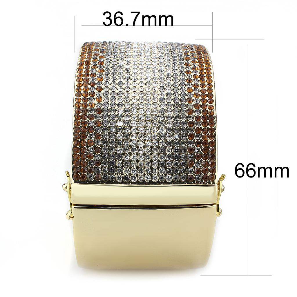 LO4280 - Gold Brass Bangle with Top Grade Crystal in Multi Color - Alamode - Flyclothing LLC