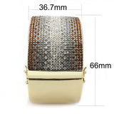 LO4280 - Gold Brass Bangle with Top Grade Crystal in Multi Color - Alamode - Flyclothing LLC