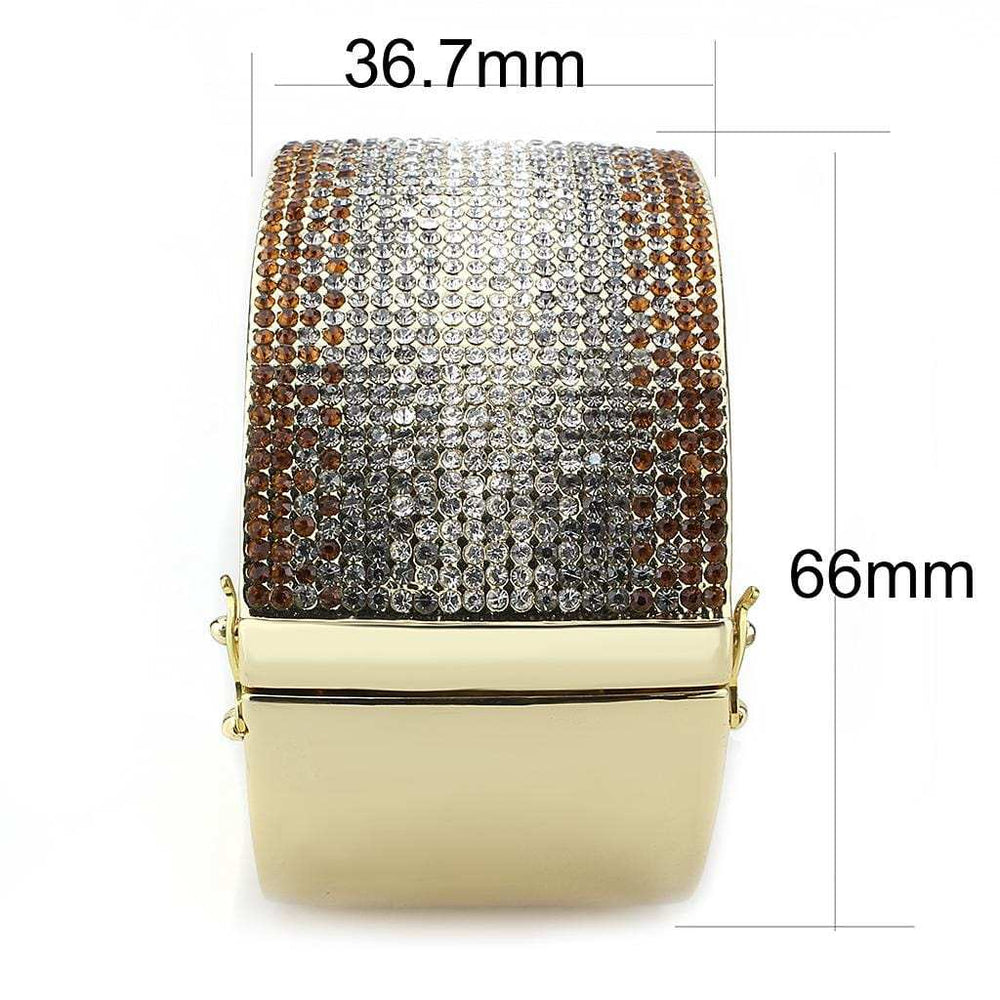 LO4280 - Gold Brass Bangle with Top Grade Crystal in Multi Color - Alamode - Flyclothing LLC
