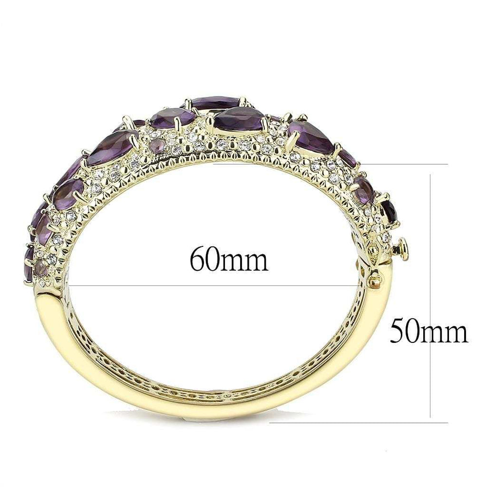 LO4281 - Gold Brass Bangle with Synthetic in Amethyst - Alamode - Flyclothing LLC