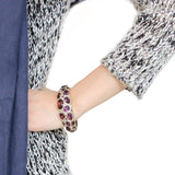 LO4281 - Gold Brass Bangle with Synthetic in Amethyst - Alamode - Flyclothing LLC