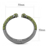 LO4284 - TIN Cobalt Black Brass Bangle with Top Grade Crystal  in Olivine color - Alamode