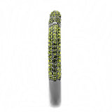 LO4284 - TIN Cobalt Black Brass Bangle with Top Grade Crystal  in Olivine color - Alamode