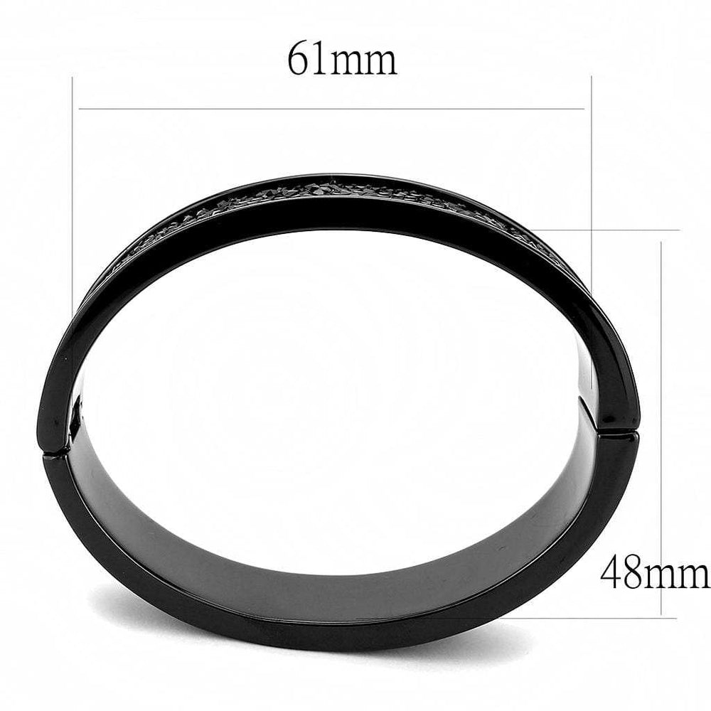 LO4286 - IP Black(Ion Plating) Brass Bangle with Top Grade Crystal in Jet - Alamode - Flyclothing LLC