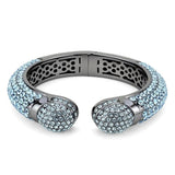 LO4289 - TIN Cobalt Black Brass Bangle with Top Grade Crystal  in Sea Blue - Alamode