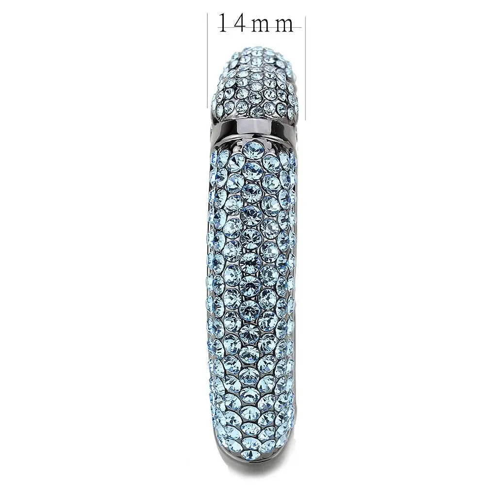 LO4289 - TIN Cobalt Black Brass Bangle with Top Grade Crystal in Sea Blue - Alamode - Flyclothing LLC