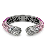 LO4293 - TIN Cobalt Black Brass Bangle with Top Grade Crystal in Multi Color - Alamode - Flyclothing LLC