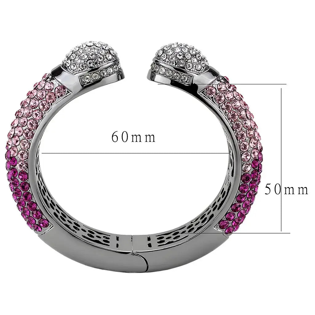 LO4293 - TIN Cobalt Black Brass Bangle with Top Grade Crystal in Multi Color - Alamode - Flyclothing LLC