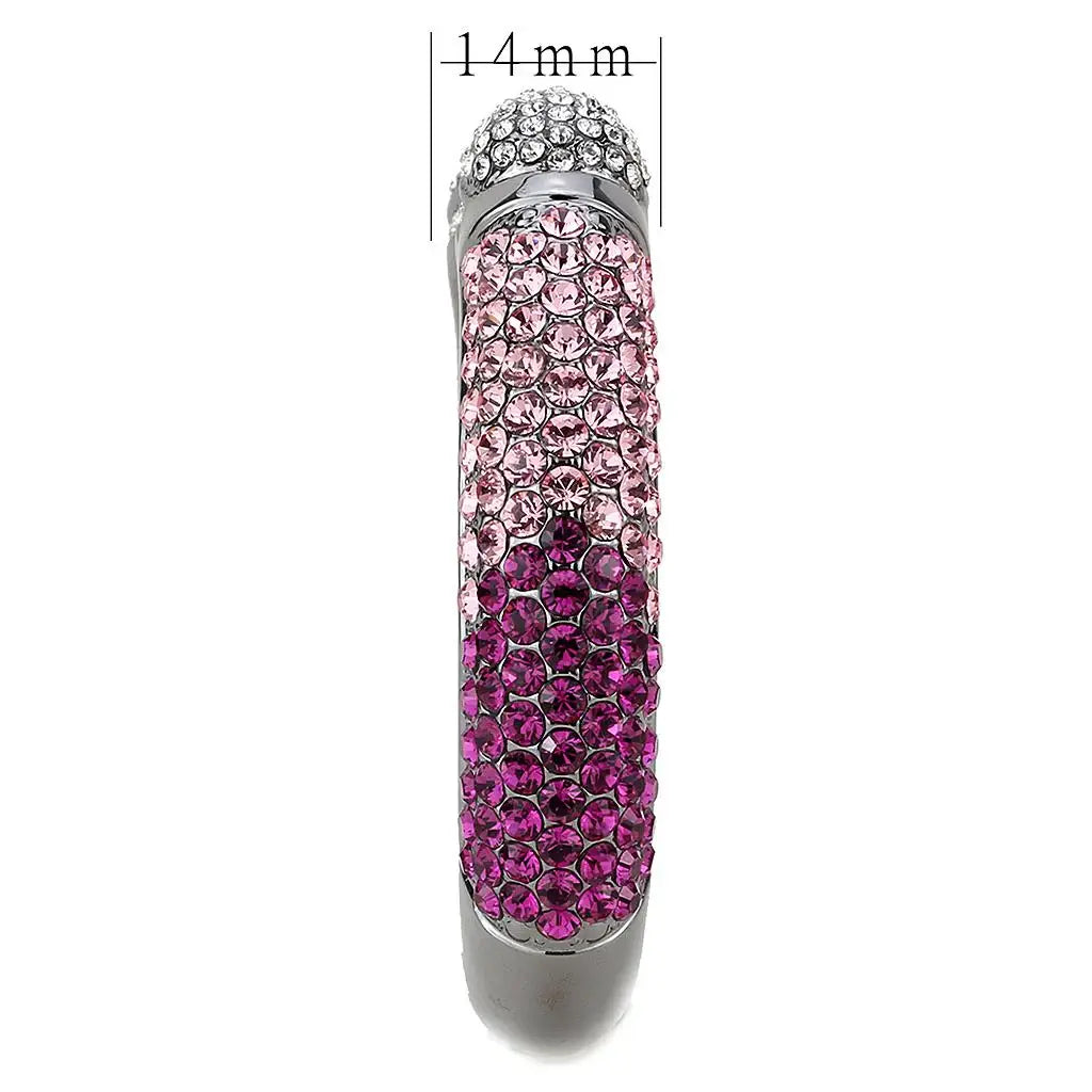 LO4293 - TIN Cobalt Black Brass Bangle with Top Grade Crystal in Multi Color - Alamode - Flyclothing LLC