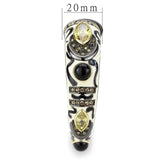 LO4298 - Gold+Hematite Brass Bangle with Synthetic Onyx in Jet - Alamode