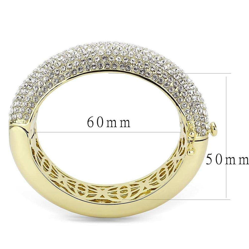 LO4301 - Flash Gold Brass Bangle with Top Grade Crystal in Clear - Alamode - Flyclothing LLC