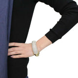 LO4301 - Flash Gold Brass Bangle with Top Grade Crystal in Clear - Alamode - Flyclothing LLC