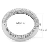 LO4302 - Rhodium Brass Bangle with Top Grade Crystal  in Clear - Alamode
