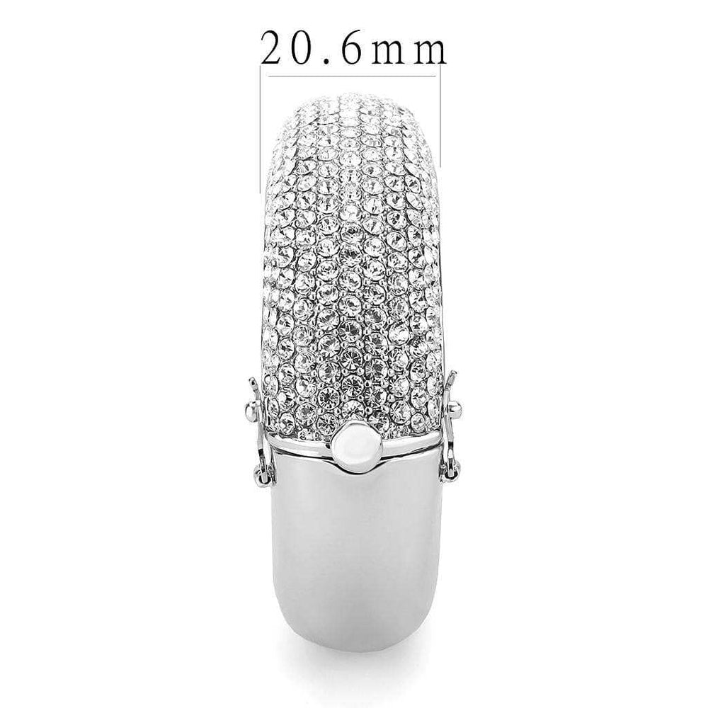 LO4302 - Rhodium Brass Bangle with Top Grade Crystal in Clear - Alamode - Flyclothing LLC