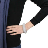 LO4302 - Rhodium Brass Bangle with Top Grade Crystal in Clear - Alamode - Flyclothing LLC