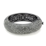 LO4304 - TIN Cobalt Black Brass Bangle with Top Grade Crystal  in Black Diamond - Alamode