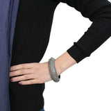 LO4304 - TIN Cobalt Black Brass Bangle with Top Grade Crystal in Black Diamond - Alamode - Flyclothing LLC