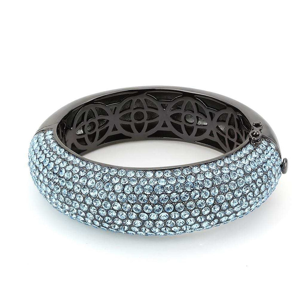 LO4305 - TIN Cobalt Black Brass Bangle with Top Grade Crystal in Sea Blue - Alamode - Flyclothing LLC