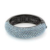 LO4305 - TIN Cobalt Black Brass Bangle with Top Grade Crystal  in Sea Blue - Alamode
