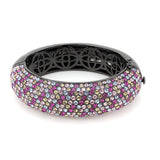 LO4306 - TIN Cobalt Black Brass Bangle with Top Grade Crystal  in Multi Color - Alamode