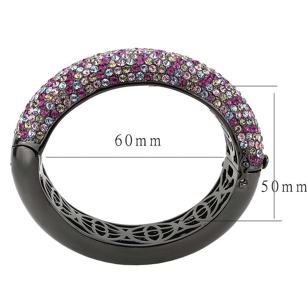 LO4306 - TIN Cobalt Black Brass Bangle with Top Grade Crystal in Multi Color - Alamode - Flyclothing LLC