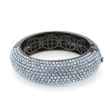LO4307 - TIN Cobalt Black Brass Bangle with Top Grade Crystal  in Aquamarine - Alamode