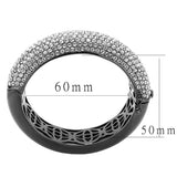 LO4308 - TIN Cobalt Black Brass Bangle with Top Grade Crystal  in Clear - Alamode