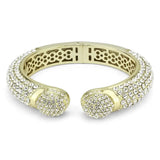 LO4311 - Flash Gold Brass Bangle with Top Grade Crystal in Clear - Alamode - Flyclothing LLC
