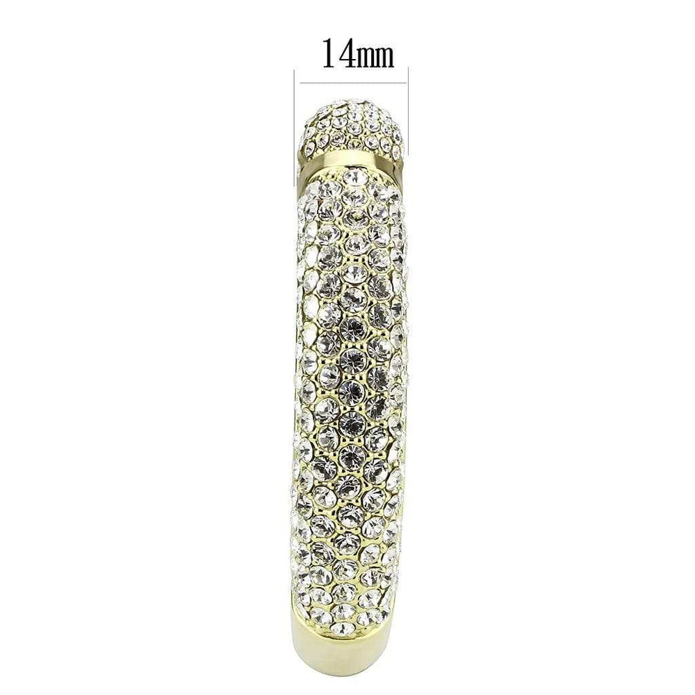 LO4311 - Flash Gold Brass Bangle with Top Grade Crystal in Clear - Alamode - Flyclothing LLC
