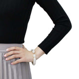 LO4311 - Flash Gold Brass Bangle with Top Grade Crystal in Clear - Alamode - Flyclothing LLC