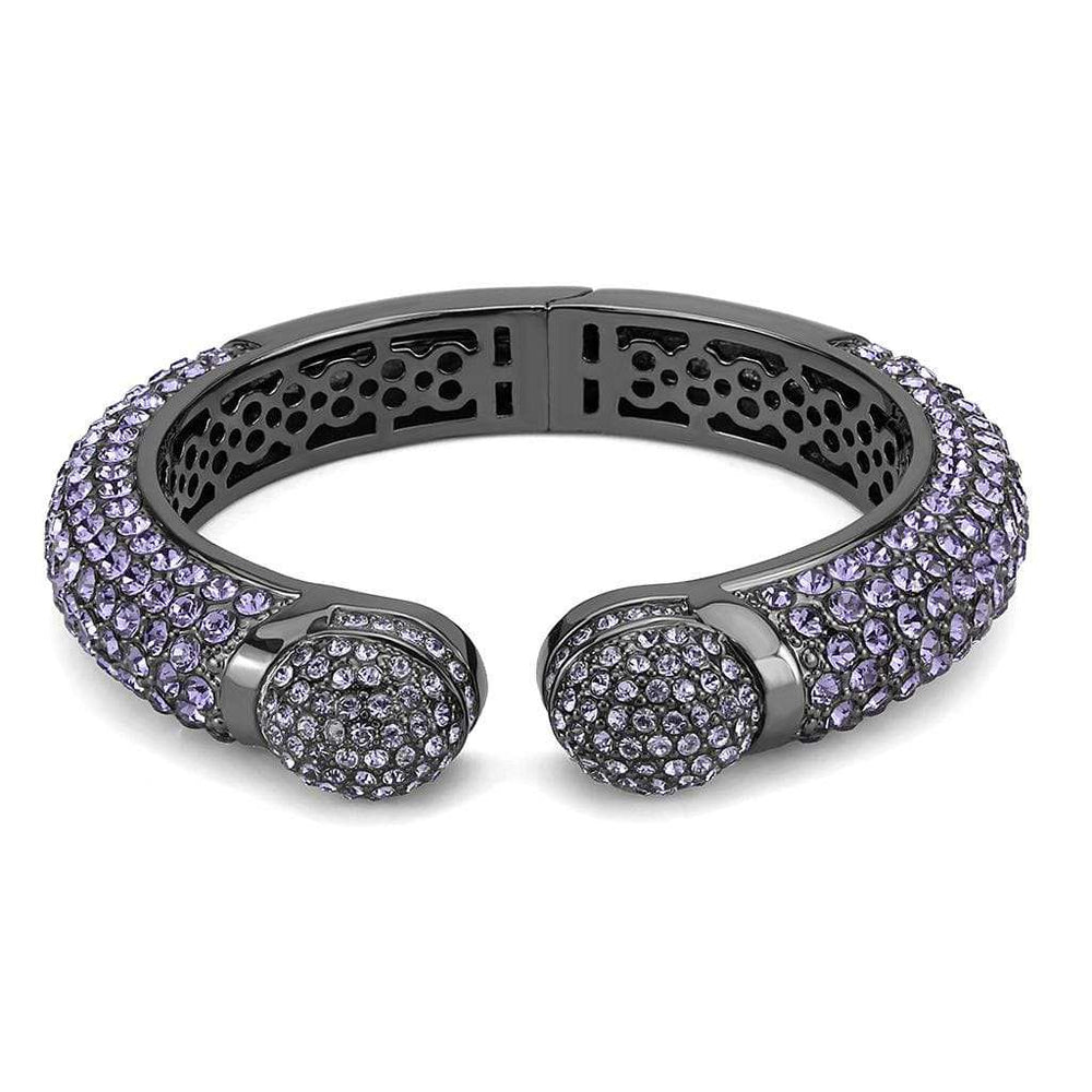 LO4312 - TIN Cobalt Black Brass Bangle with Top Grade Crystal in Tanzanite - Alamode - Flyclothing LLC