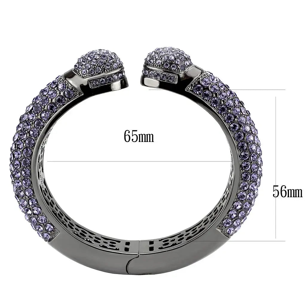 LO4312 - TIN Cobalt Black Brass Bangle with Top Grade Crystal in Tanzanite - Alamode - Flyclothing LLC