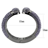 LO4312 - TIN Cobalt Black Brass Bangle with Top Grade Crystal in Tanzanite - Alamode - Flyclothing LLC