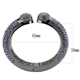 LO4312 - TIN Cobalt Black Brass Bangle with Top Grade Crystal  in Tanzanite - Alamode