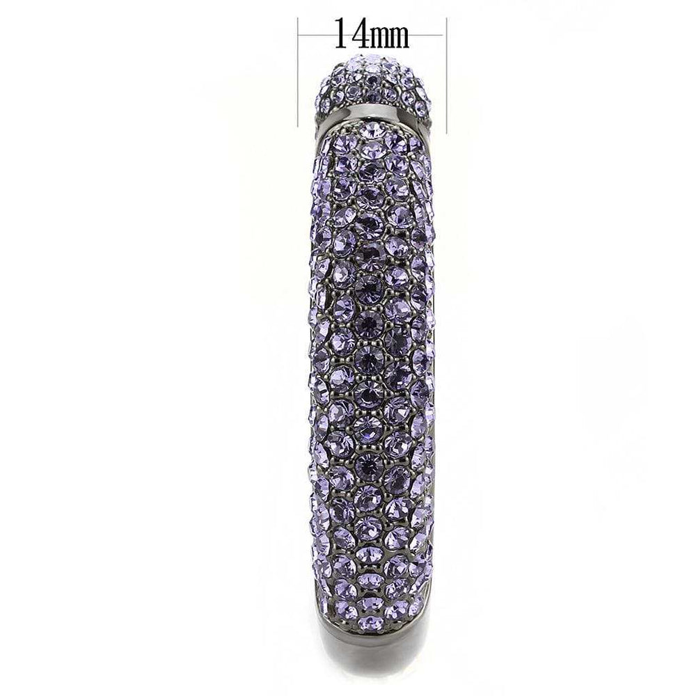 LO4312 - TIN Cobalt Black Brass Bangle with Top Grade Crystal in Tanzanite - Alamode - Flyclothing LLC