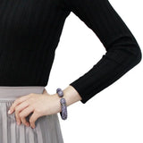LO4312 - TIN Cobalt Black Brass Bangle with Top Grade Crystal in Tanzanite - Alamode - Flyclothing LLC