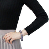 LO4312 - TIN Cobalt Black Brass Bangle with Top Grade Crystal in Tanzanite - Alamode - Flyclothing LLC