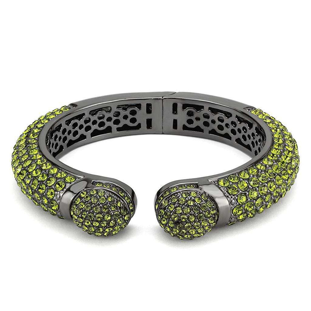 LO4314 - TIN Cobalt Black Brass Bangle with Top Grade Crystal in Peridot - Alamode - Flyclothing LLC