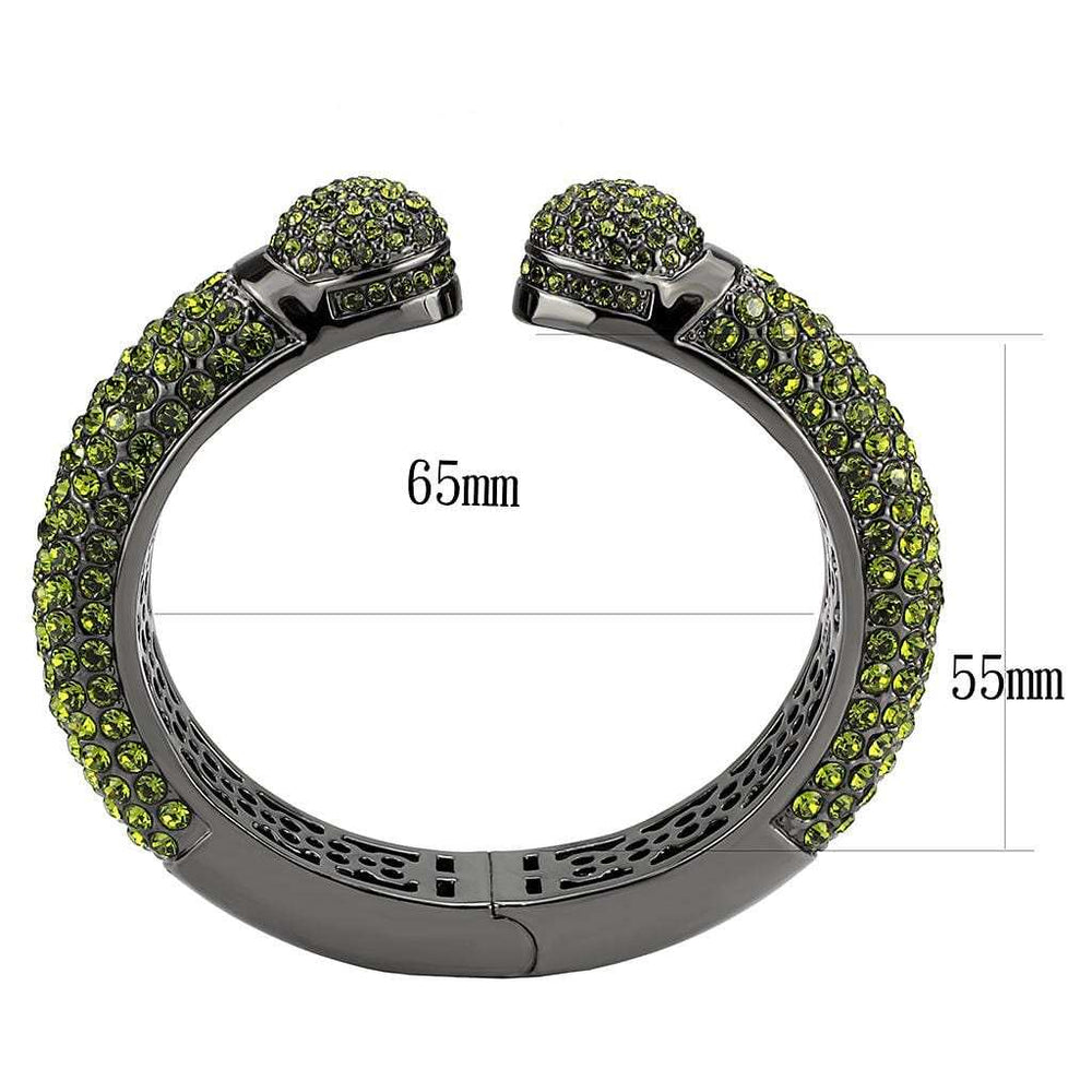 LO4314 - TIN Cobalt Black Brass Bangle with Top Grade Crystal in Peridot - Alamode - Flyclothing LLC